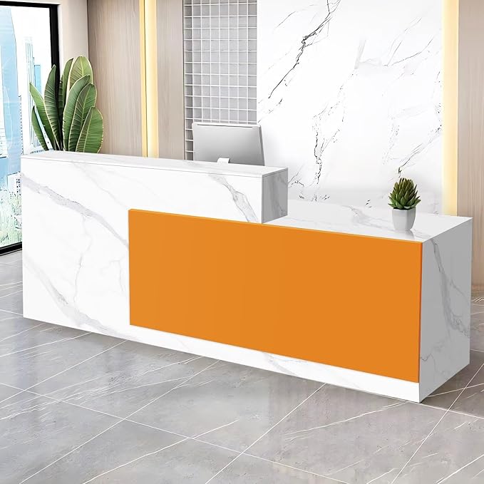 Reception Desk with Counter Modern Checkout Counter with Lockable Drawer