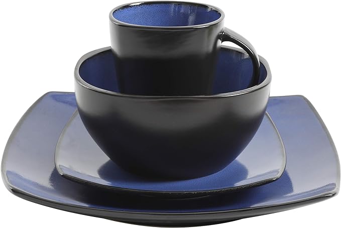 Gibson Elite Soho Lounge Square Reactive Glaze Stoneware Dinnerware Set