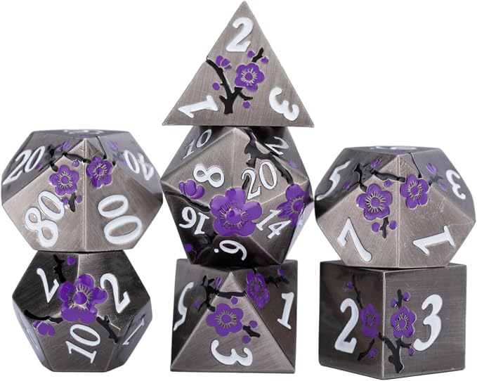 Black Metal DND Dice Set with Gift Case