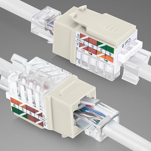 Everest Media Solutions 45° Angled CAT6A Keystone Jack in Ivory