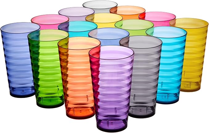 US Acrylic Splash 18 ounce Plastic Stackable Water Tumblers in Jewel Tone