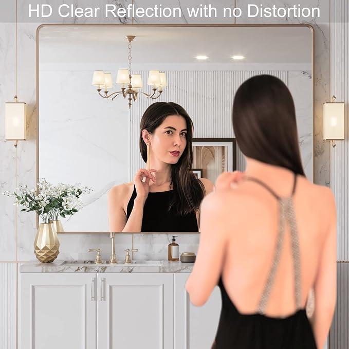 48”X36” Gold Bathroom Mirror