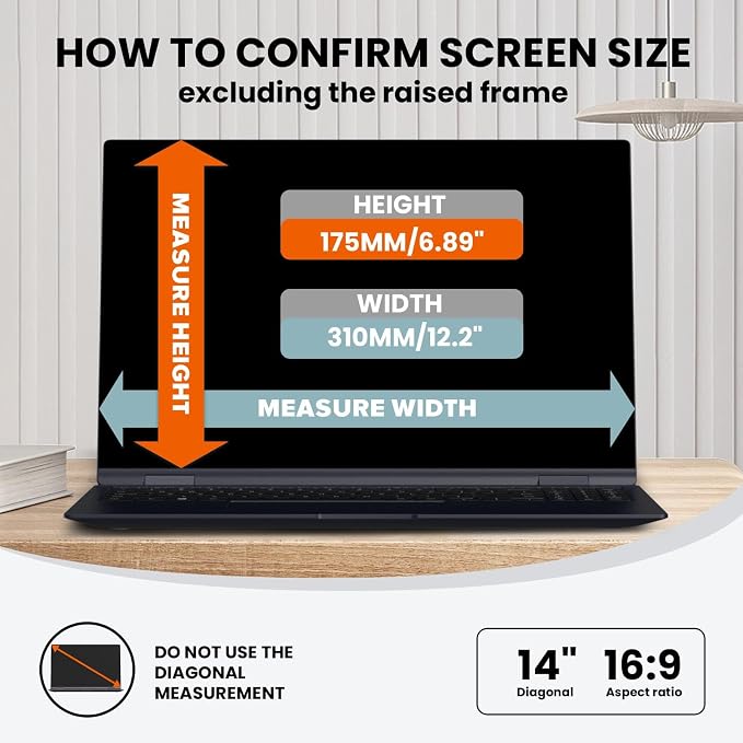 HD Laptop Privacy Screen 14 inch, Upgraded Laptop Privacy Screen