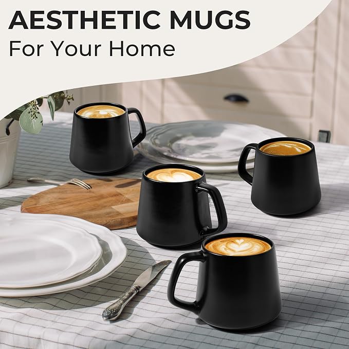 MIAMIO - Coffee Mugs Set of 4, Large Mug - Luxe | Large Ceramic Coffee Mugs