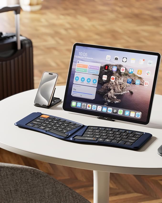 ProtoArc Ergonomic Foldable Keyboard, XK03 Split Folding Travel Bluetooth