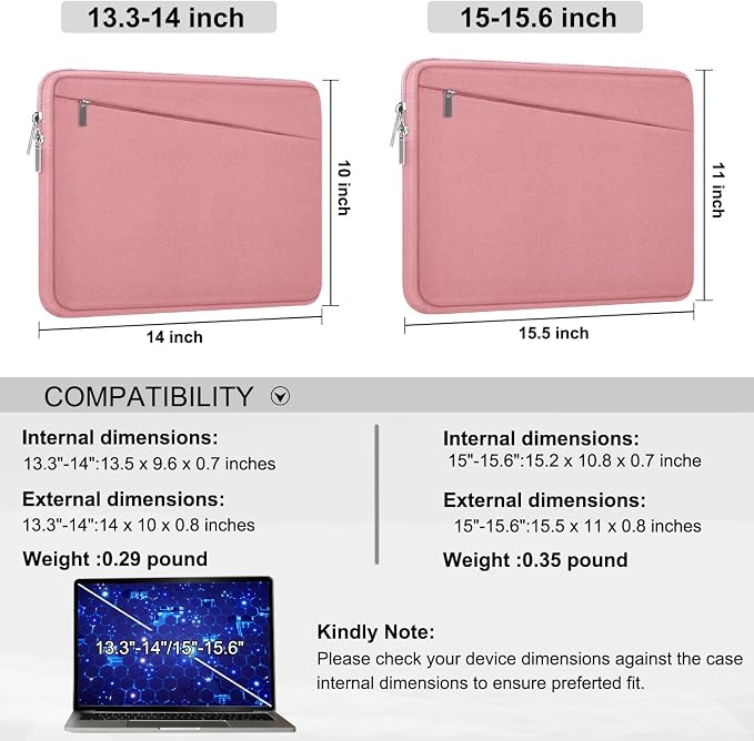 15.6 inch Laptop Case, Slim Computer Carrying Bag Protective Cover Briefcase