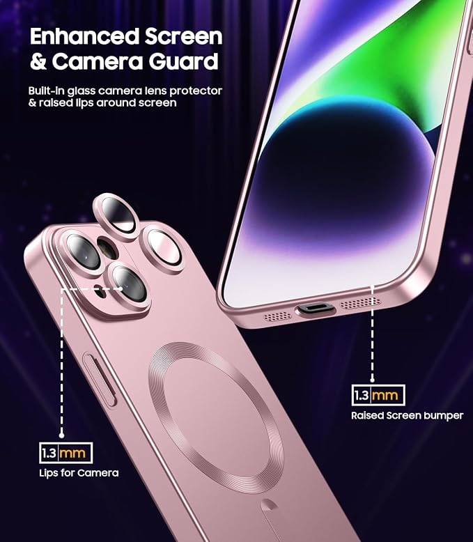 Magnetic for iPhone 15 Case Slim Soft Silicone Bumper Shockproof Metallic Shine