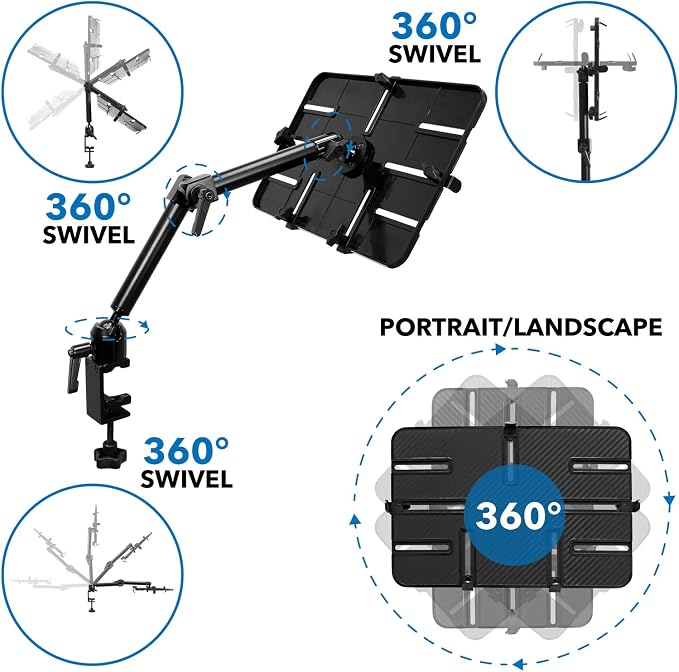 Mount-It! Tablet Pole Mount | Universal Full Motion Holder
