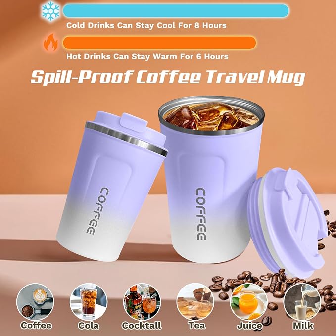SPLMIFA Travel Coffee Mug Leak-Proof, Reusable Coffee Cups