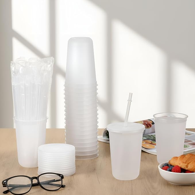 Lounsweer 30 Pcs Clear Reusable Cups