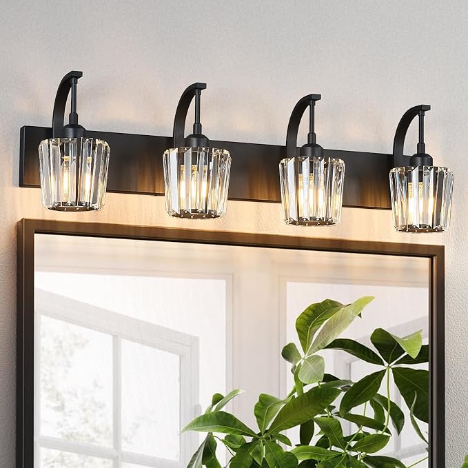 Modern Bathroom Vanity Light, 4-Light Black Wall Sconce