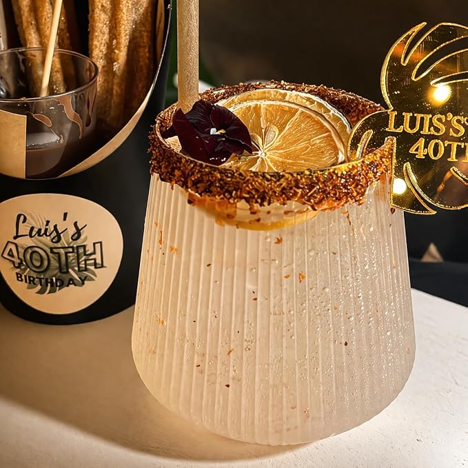40 Pack 12oz Ribbed Gold Rim Disposable Wine Glasses, Plastic Cocktail Cup |