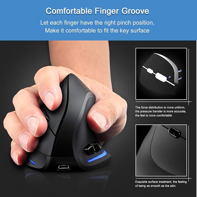 TRELC Ergonomic Mouse, 2.4G Wireless Vertical Optical Mouse