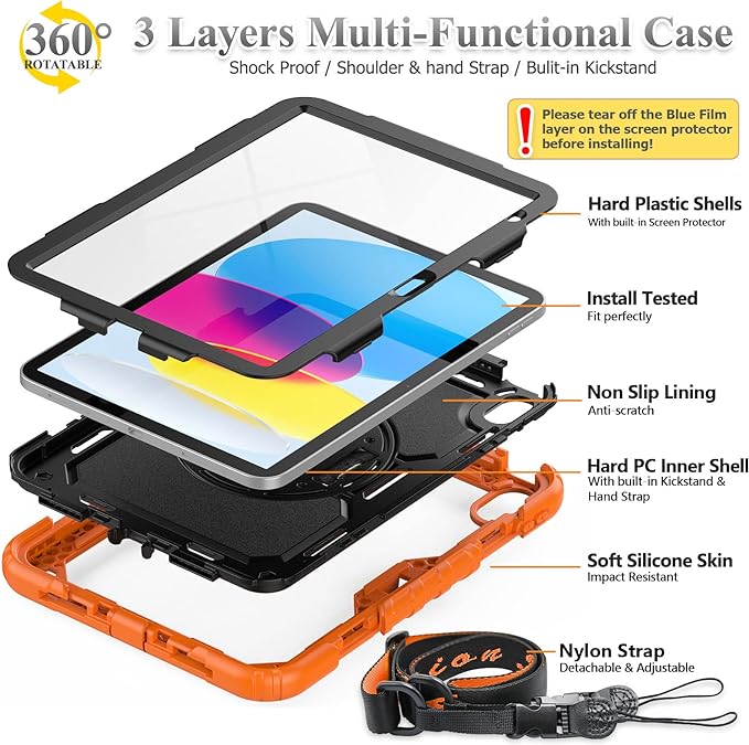 SEYMAC stock Case for iPad 11th/10th Generation 11''/10.9'' 2025/2022,