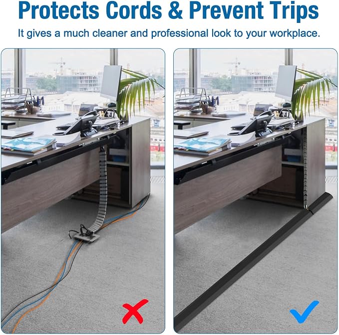Eapele 4 ft Floor Cord Cover Heavy Duty Cable Protector, Prevent Trip Hazard