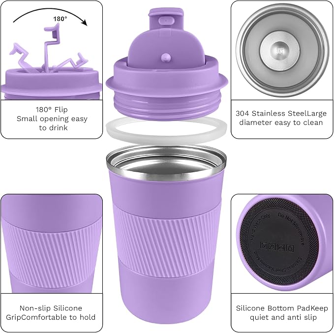 Insulated Travel Coffee Mug, Stainless Steel Coffee Cup
