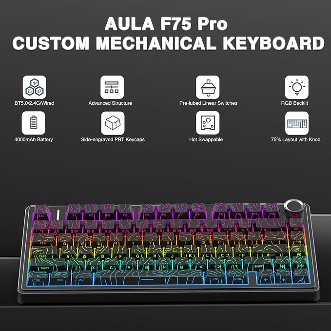 AULA F75 Pro Wireless Mechanical Keyboard