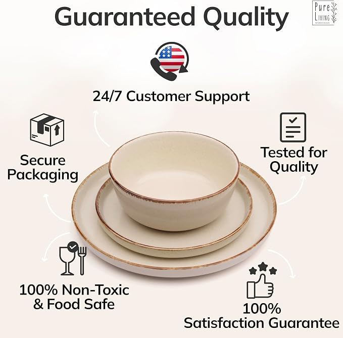 24 Piece Stoneware Dinnerware Set