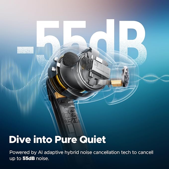 SoundPEATS Air5 Pro Adaptive Hybrid Noise Cancelling Wireless Earbuds, Qualcomm