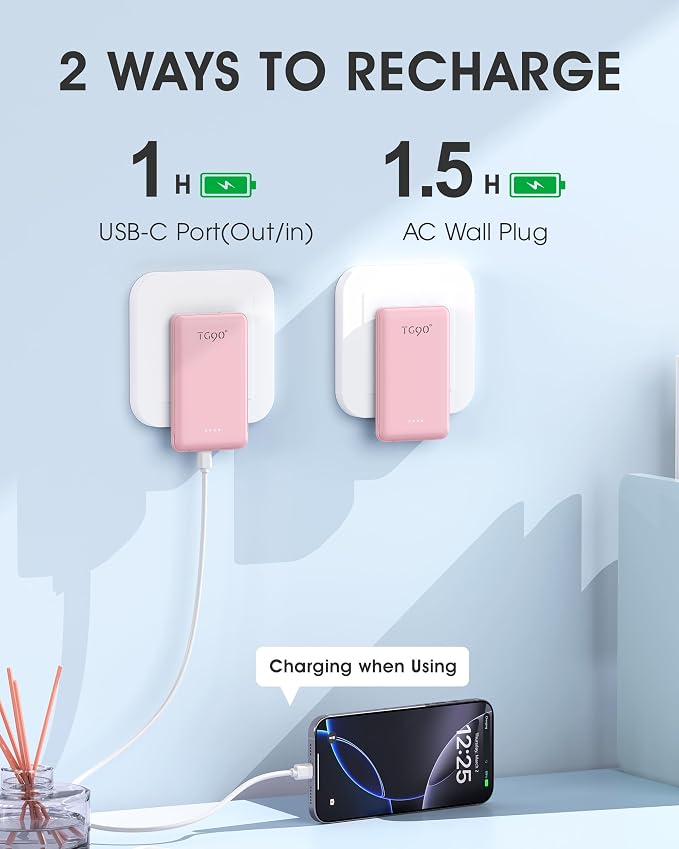 TG90° Portable Charger Power Bank, Ultra Small 5000mAh Battery Pack