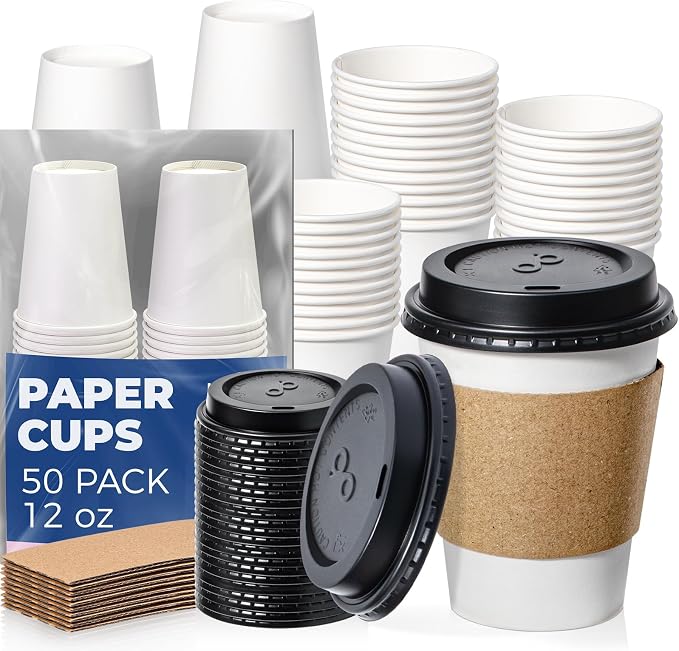 Fit Meal Prep 50 Pack 12 oz Disposable Coffee Cups