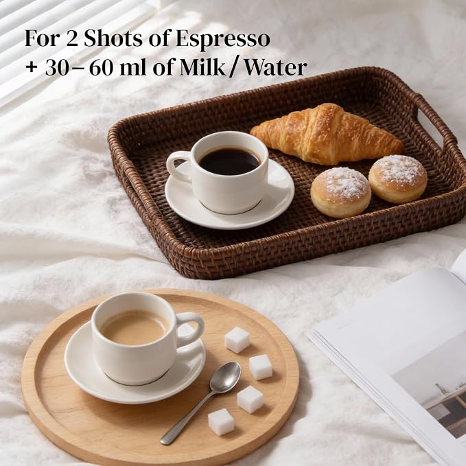 DOWAN 4 OZ Stackable Espresso Cups, Porcelain Coffee Cups
