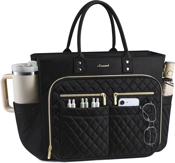 LOVEVOOK Tote Bag for Women, Teacher Nurse Work Laptop Bag, Quilted Bible