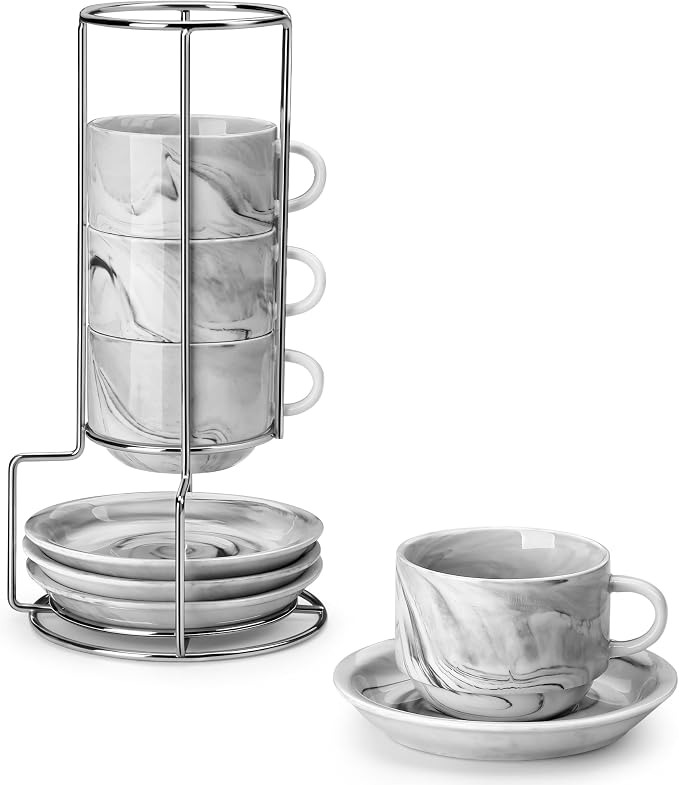 MALACASA 8 OZ Porcelain Espresso Cups