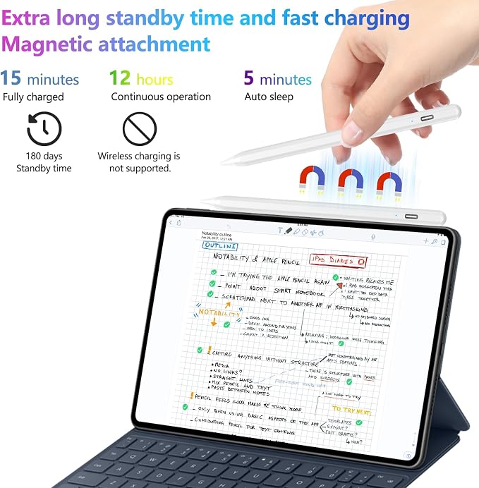 COO Stylus Pen for iPad, Button Fast Charging Pencil