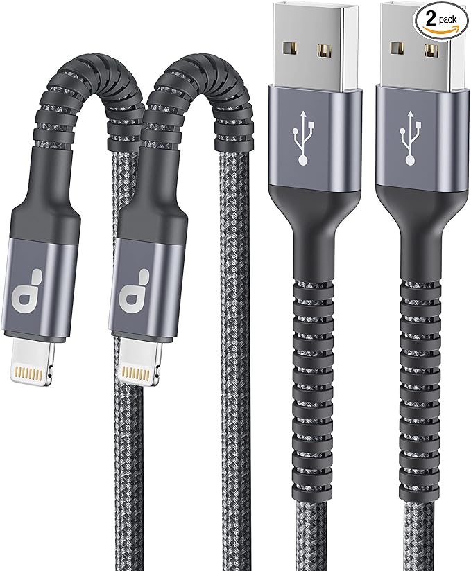 iPhone Charger Cable 2Pack 6FT, Nylon Braided Lightning Cable, Fast Charging