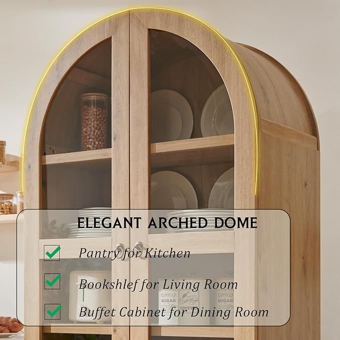 71" Tall Arched Kitchen Pantry