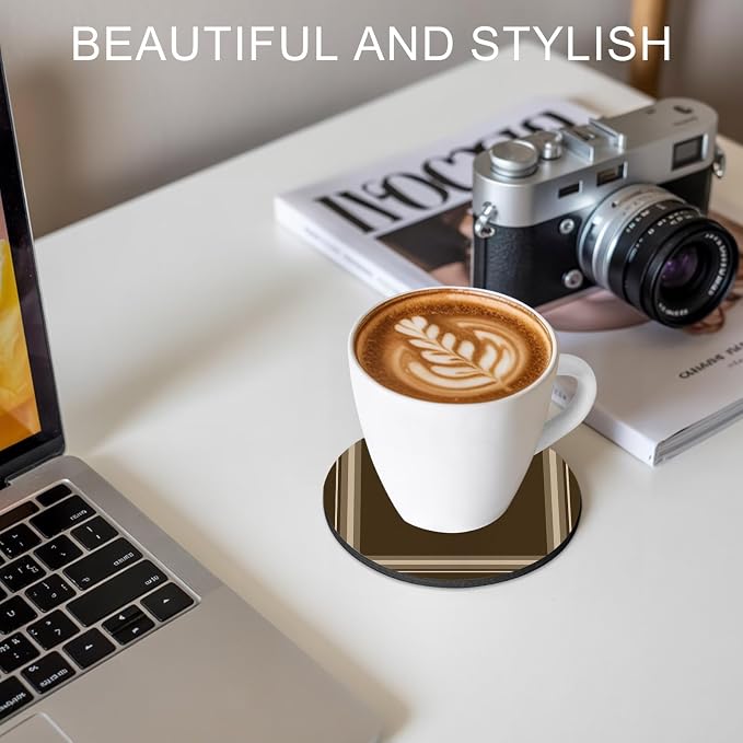 Dark Brown Coasters Set of 2 Absorbent Coasters