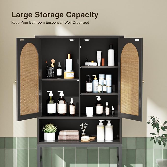 Rattan Toilet Storage Cabinet, Over The Rack Wood Cabinet