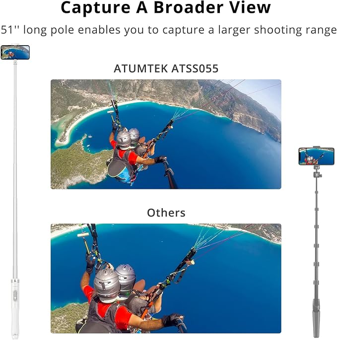 ATUMTEK 51" Selfie Stick Tripod, All in One Extendable Phone Tripod Stand