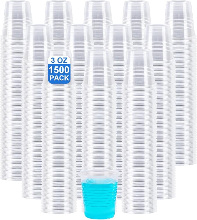 SIUQ 1500 Pack 3 oz Clear Plastic Cups, Disposable Bathroom Mouthwash Cups |