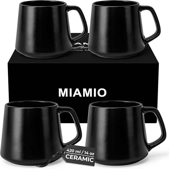 MIAMIO - Coffee Mugs Set of 4, Large Mug - Luxe | Large Ceramic Coffee Mugs