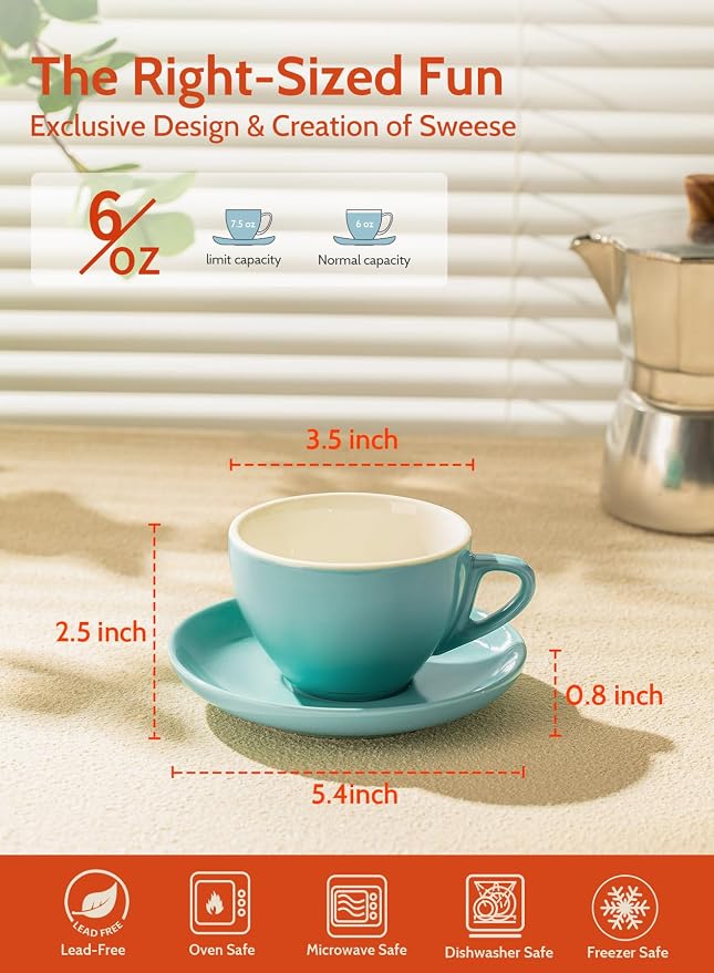 Sweese 6 Ounce Cappuccino Cups