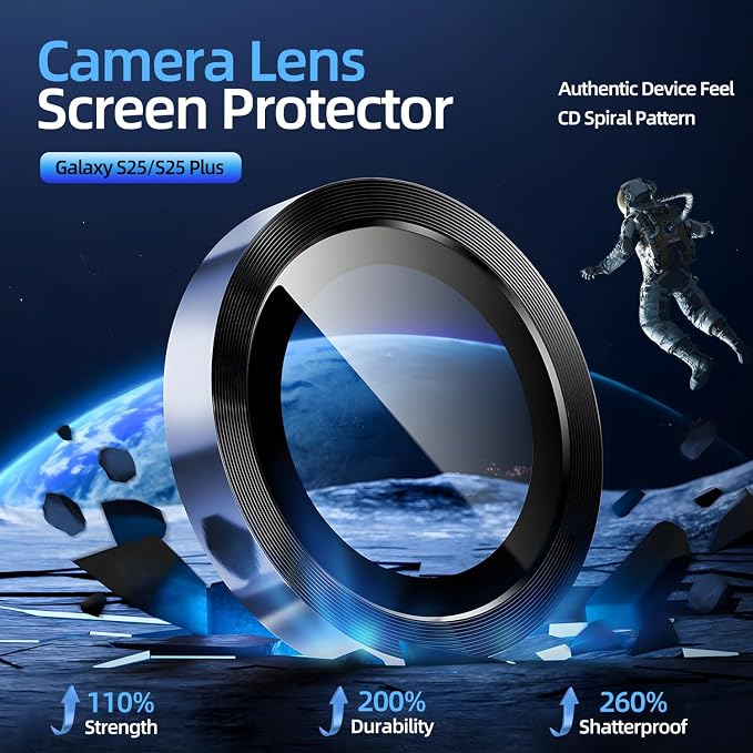 X-it Camera Lens Protector for Samsung S25, 9H Tempered Glass, Independent