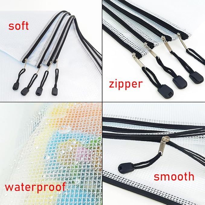 AUSTARK 20 Pcs Zipper File Bags, Plastic Mesh Pouch, Board Game Storage Bag