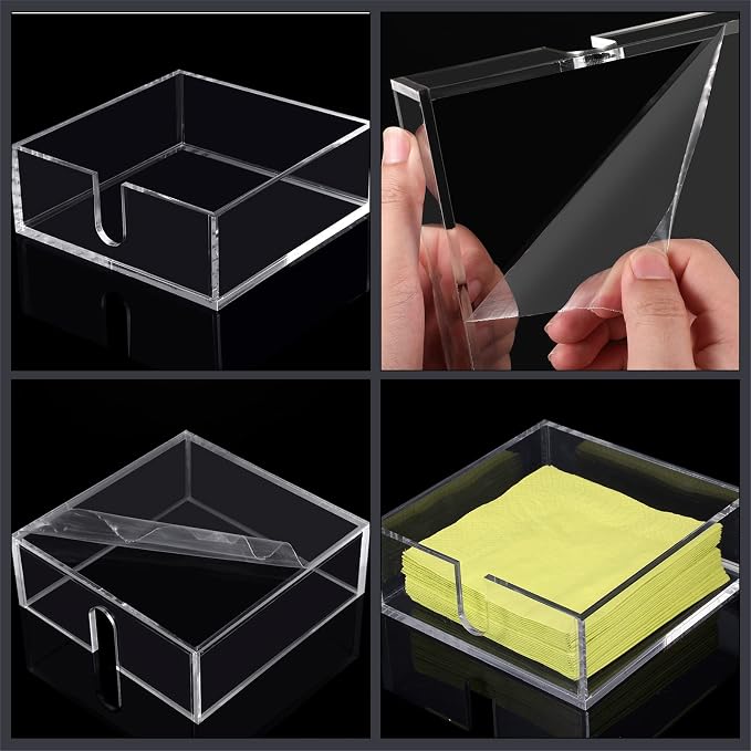Acrylic Cocktail Napkin Holder for Table, Restaurant