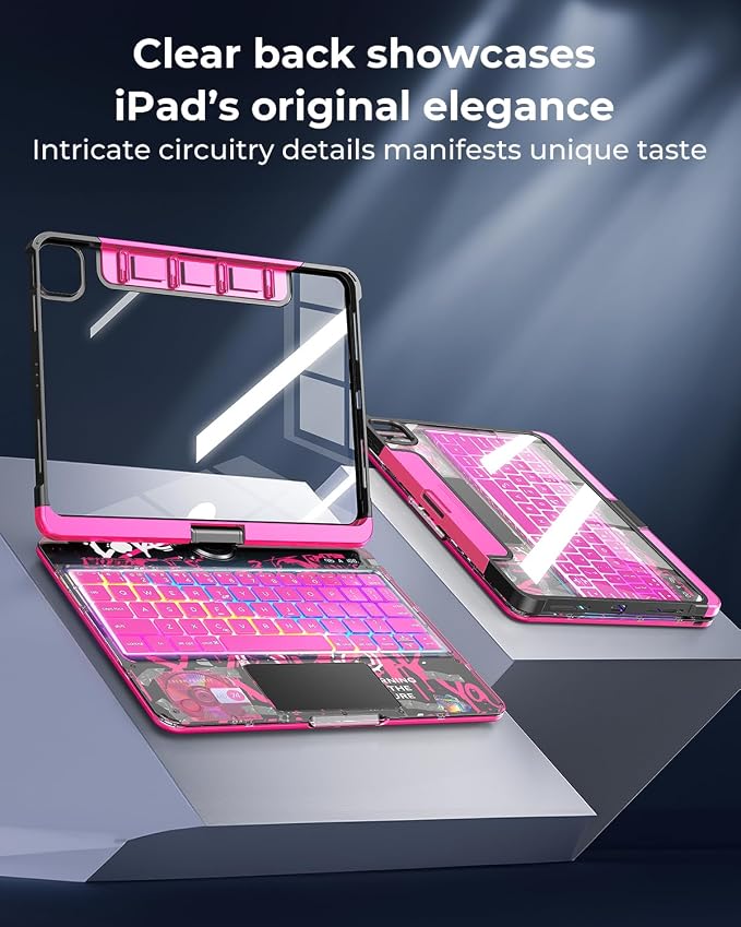 SIBEITU Keyboard Case for iPad Pro 13 Inch, 360 Rotatable iPad Pro 13 Clear