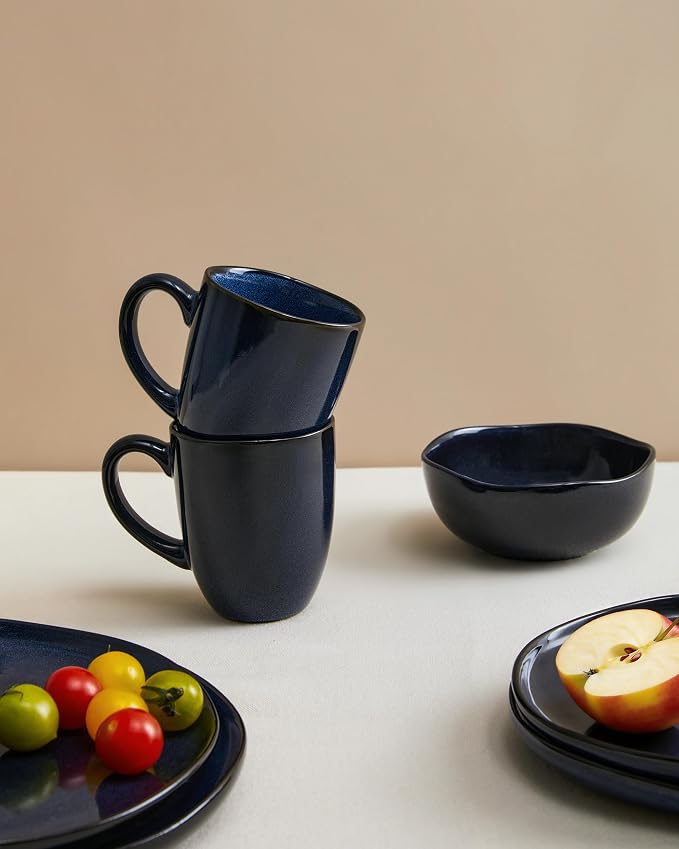 Pokini Coffee Mug 15 oz, Ceramic Coffee Mugs Set of 4, Reactive Glaze Mug