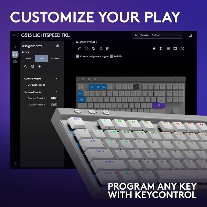 Logitech G515 Wireless Gaming Keyboard TKL, LIGHTSYNC RGB, Thin Tenkeyless