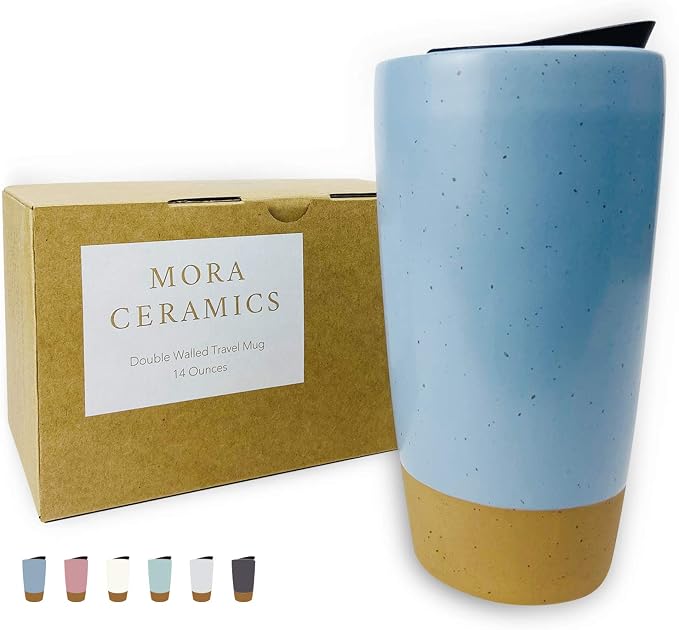 Mora Double Wall Ceramic Coffee Travel Mug