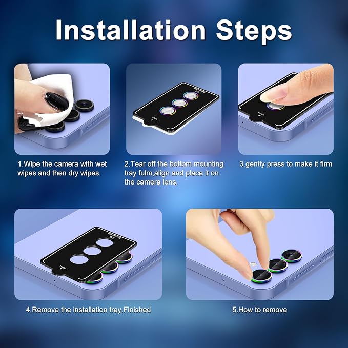 for Samsung Galaxy A35 5G Camera Lens Protector, Individual Metal Ring Tempered