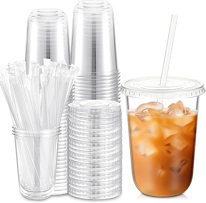 Ziliny 50 Sets 16 oz Clear Plastic Cups