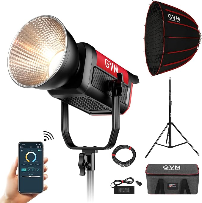 GVM Great Video Maker 200W Video Light Kit, LED Video Light Studio, 45400lux/1m