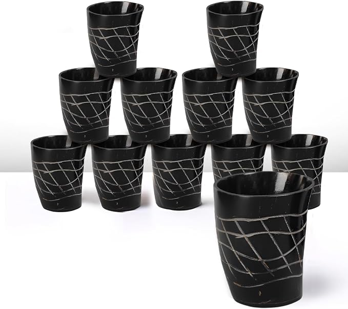 Handicrafts Home Viking Horn Shot Glasses Set of 12, Rustic Viking Drinkware