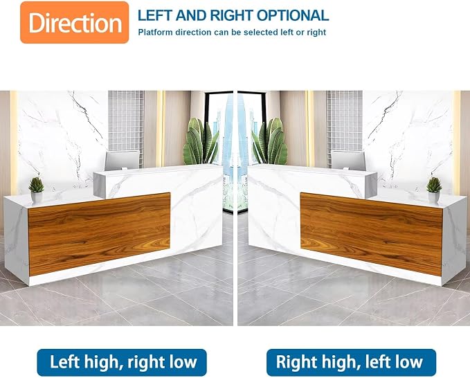 Reception Desk with Counter Modern Checkout Counter with Lockable Drawer