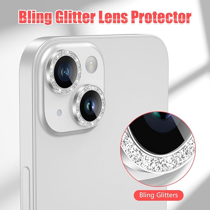 AGVEE 3+3 for iPhone 14 6.1" / 14 Plus 6.7" Camera Lens Protector, Bling
